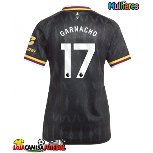 Camisa de Futebol Aston Villa Alejandro Garnacho #17 Equipamento Secundário Mulheres 2026-27 Manga Curta